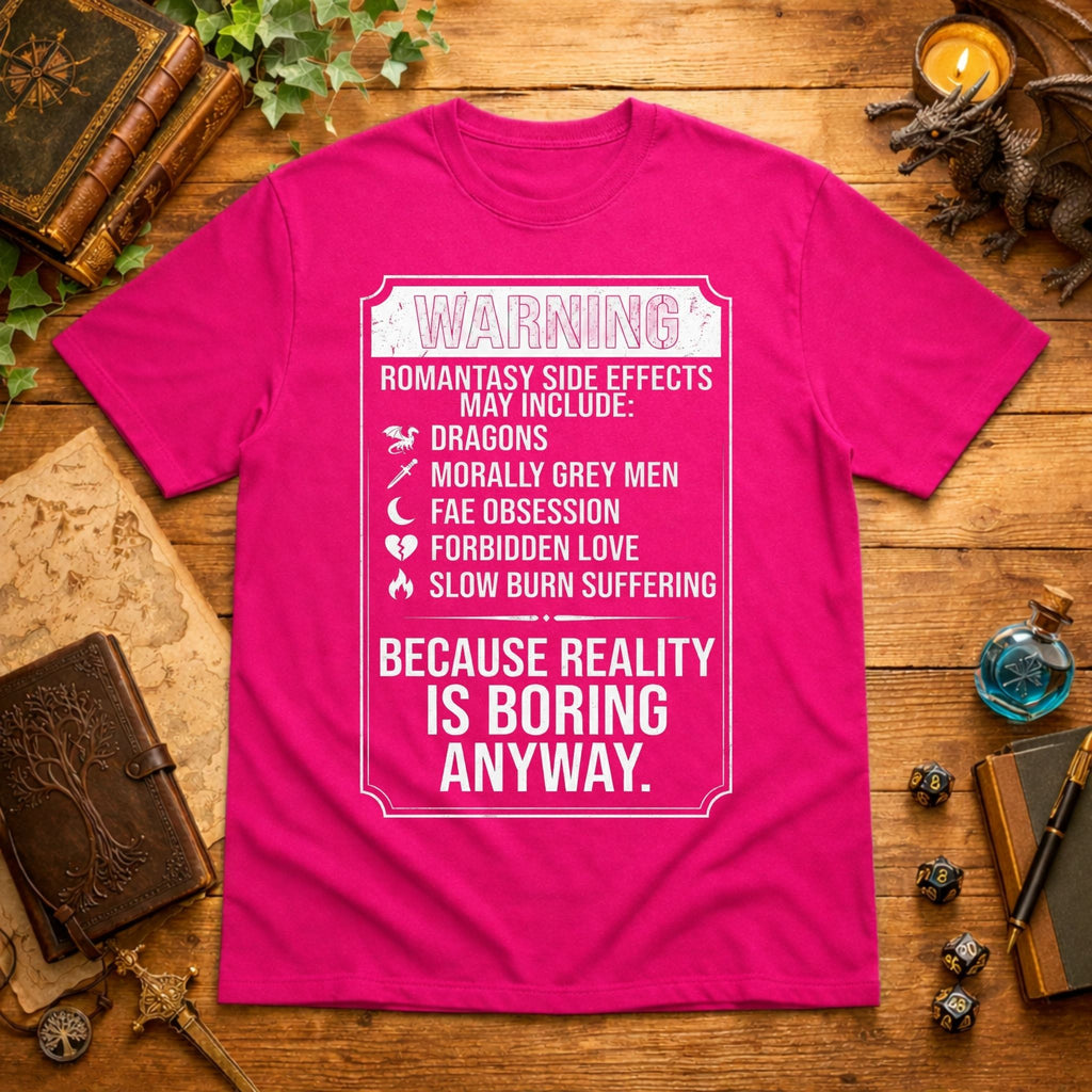 Romantasy Side Effects Warning T-Shirt