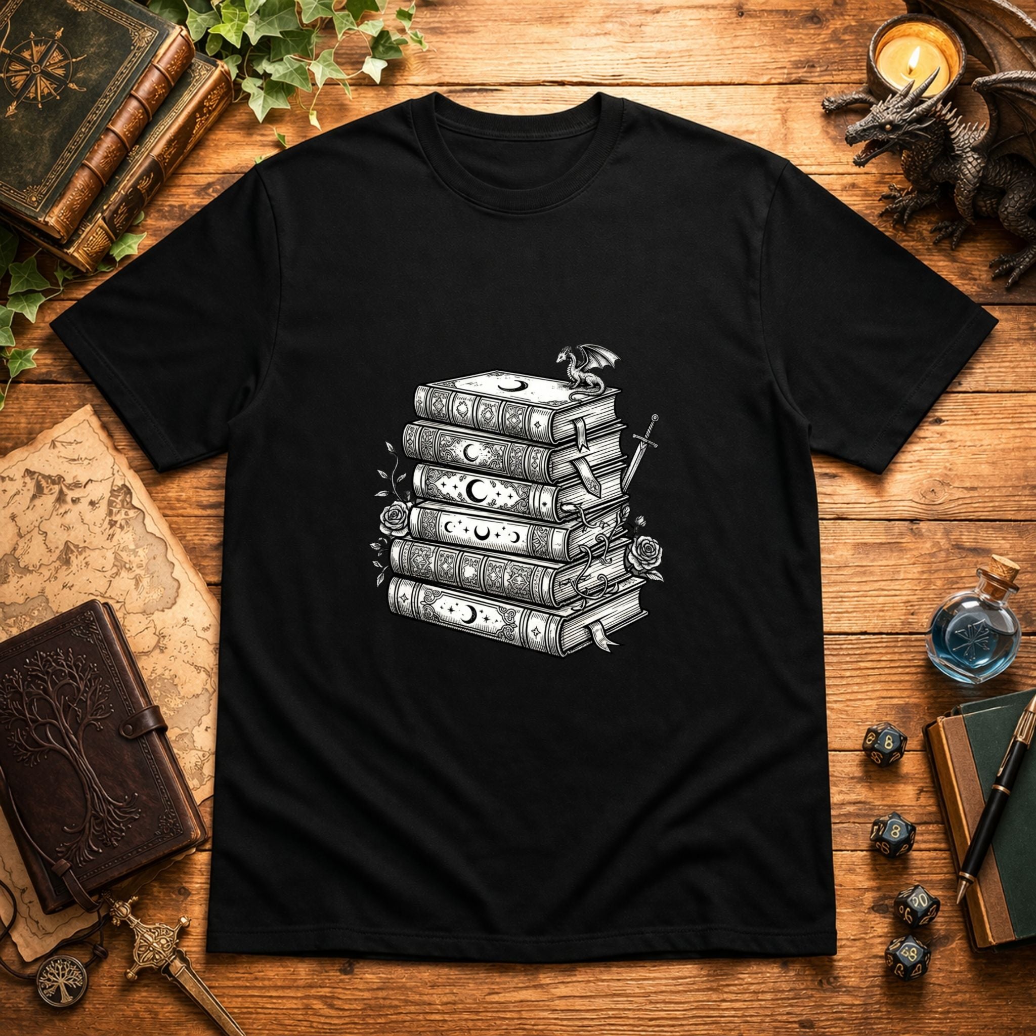 Stacked Fantasy Books T-Shirt