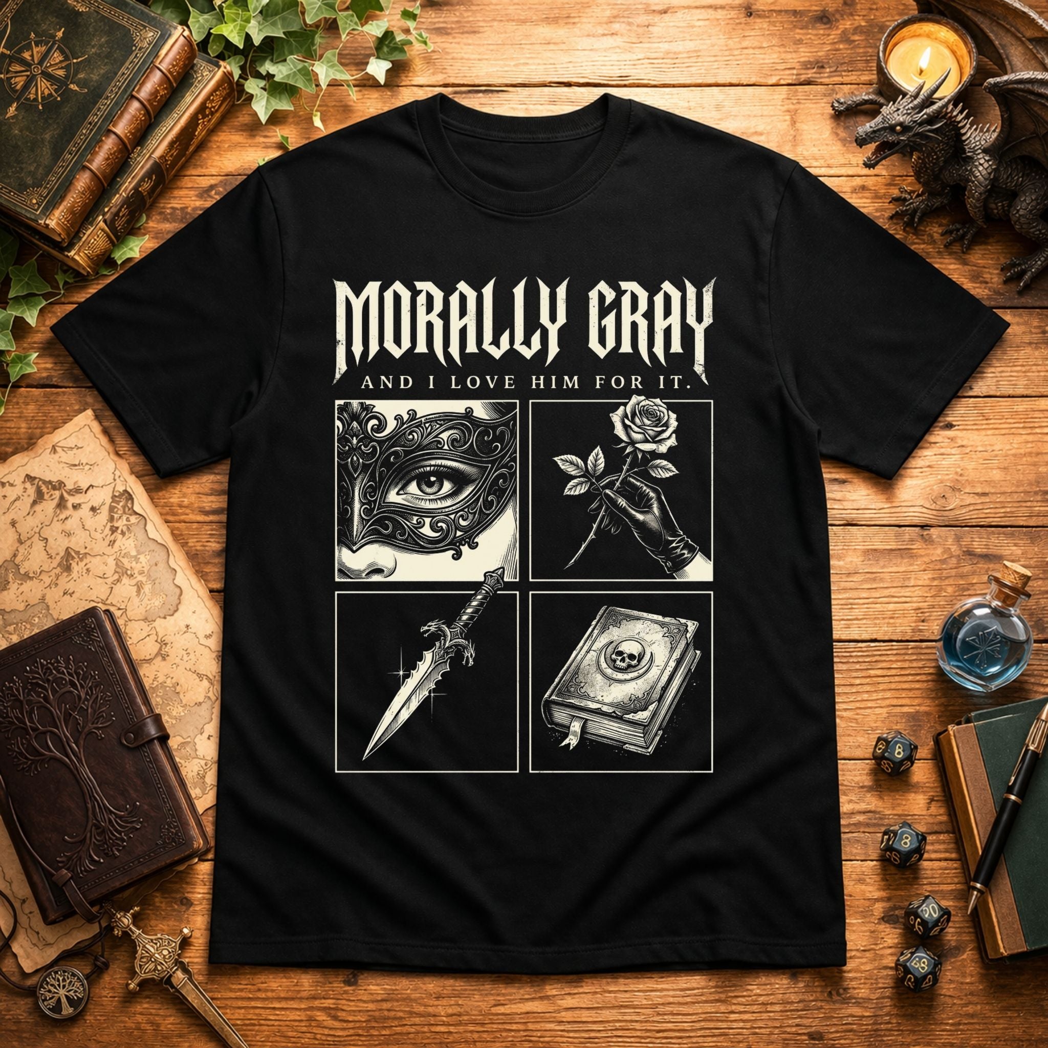 Eye, Rose, Dagger, Book T-Shirt