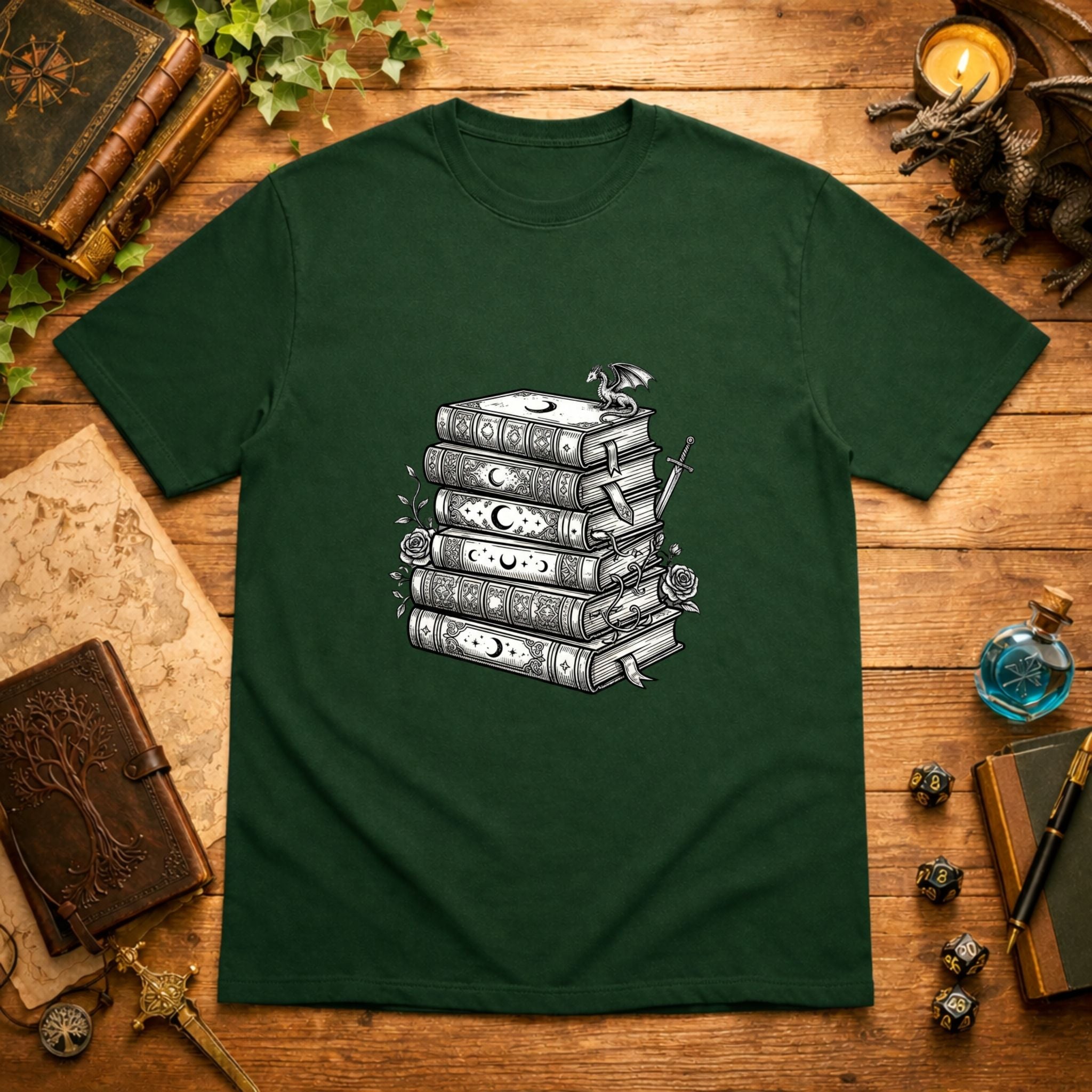 Stacked Fantasy Books T-Shirt
