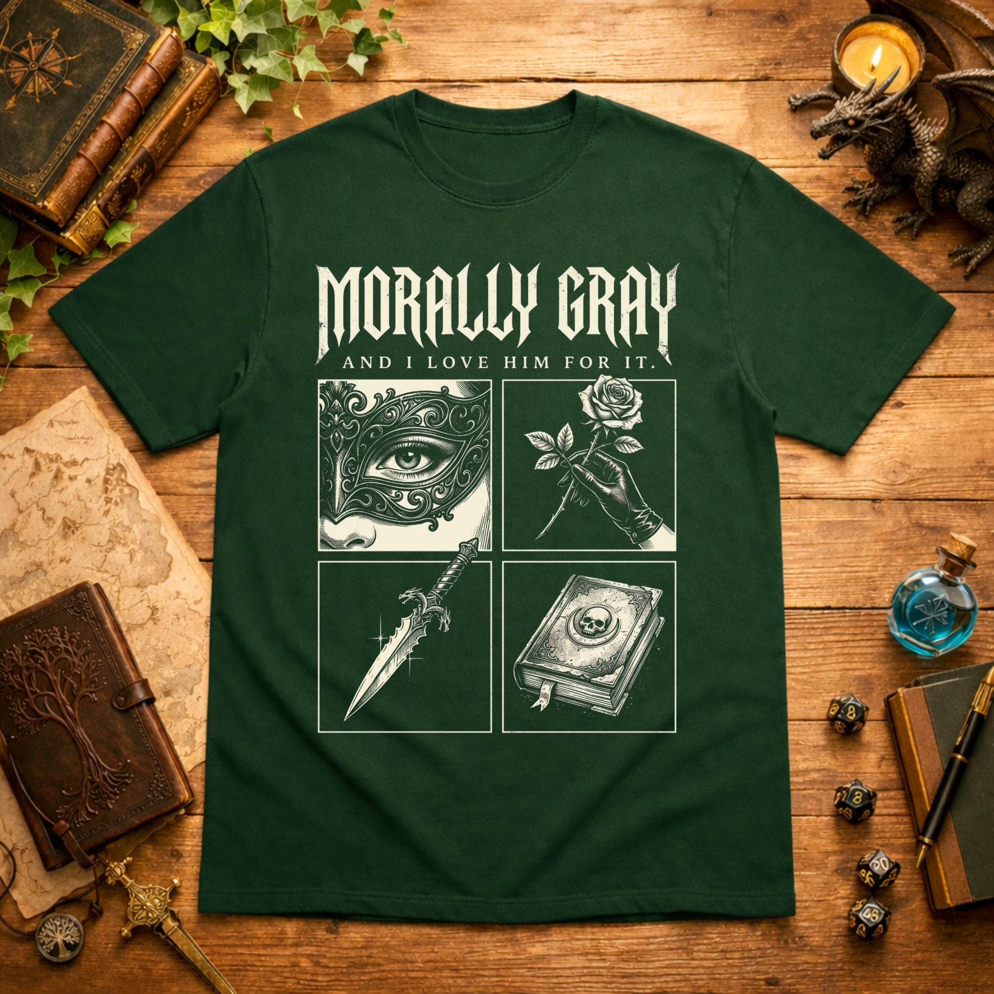 Eye, Rose, Dagger, Book T-Shirt