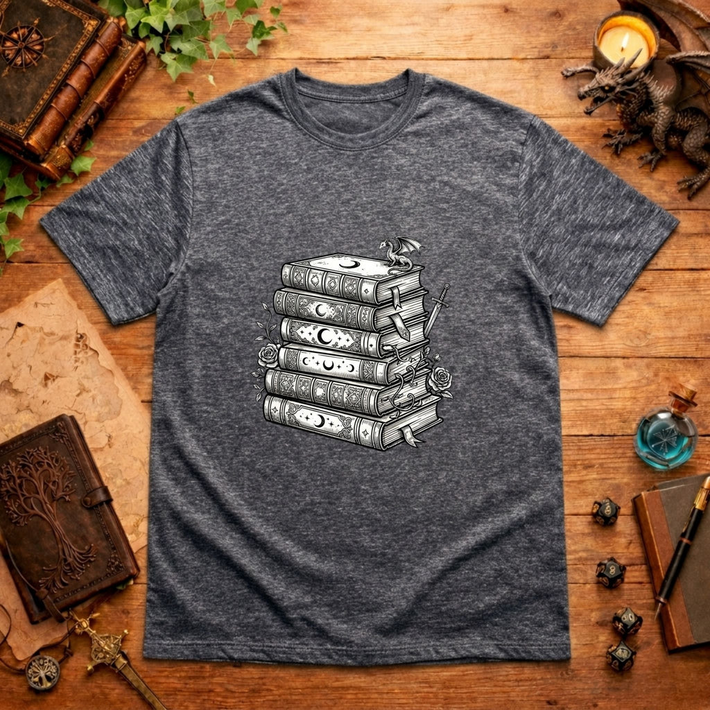 Stacked Fantasy Books T-Shirt