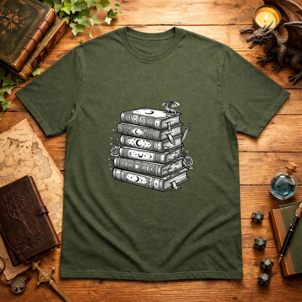 Stacked Fantasy Books T-Shirt