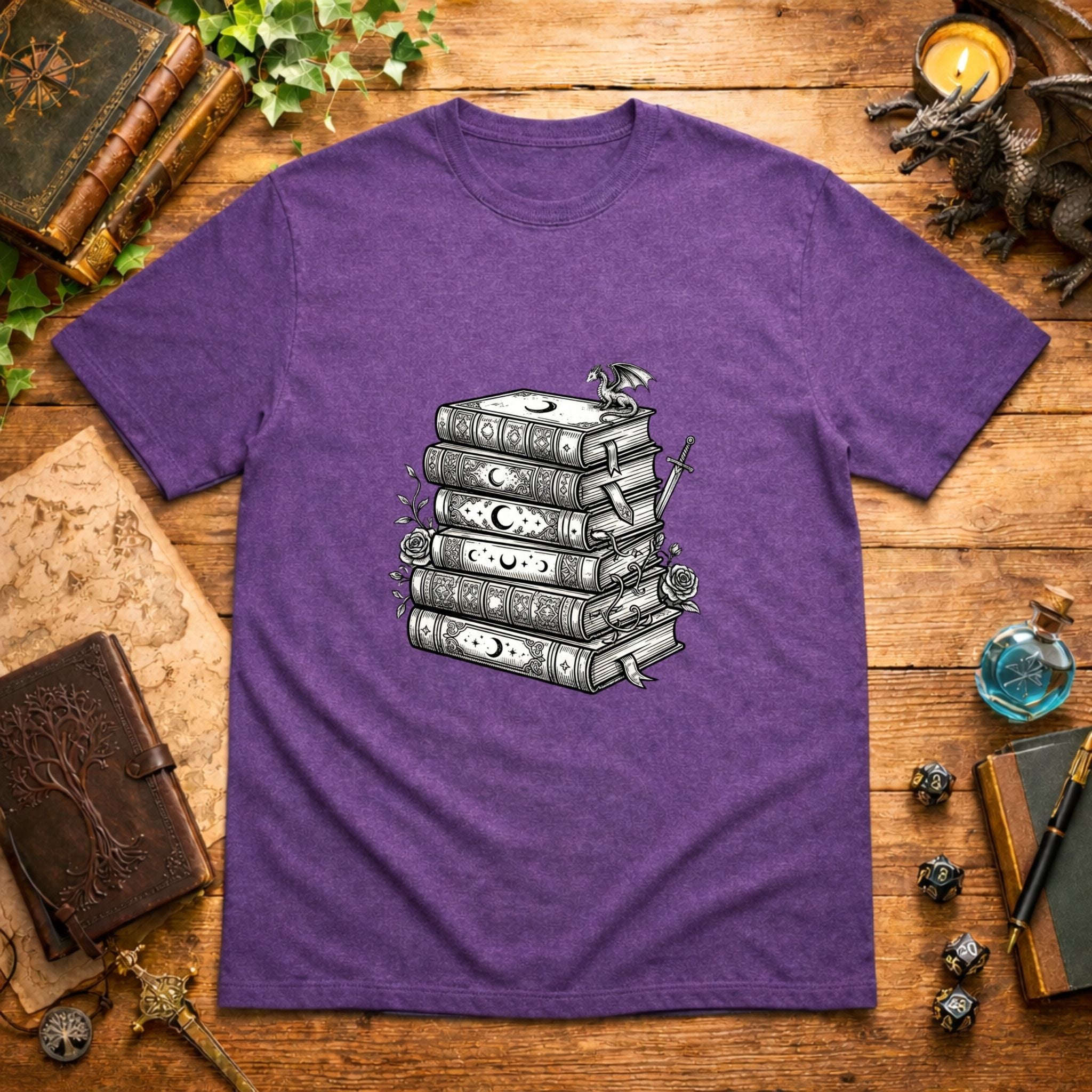 Stacked Fantasy Books T-Shirt