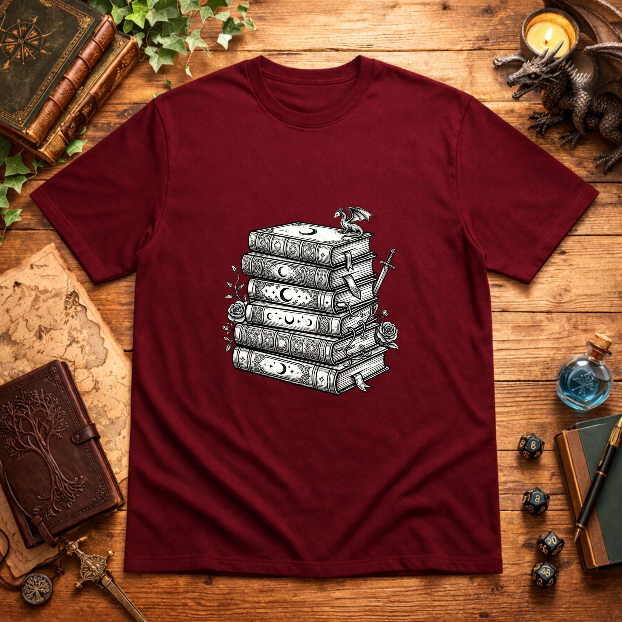 Stacked Fantasy Books T-Shirt