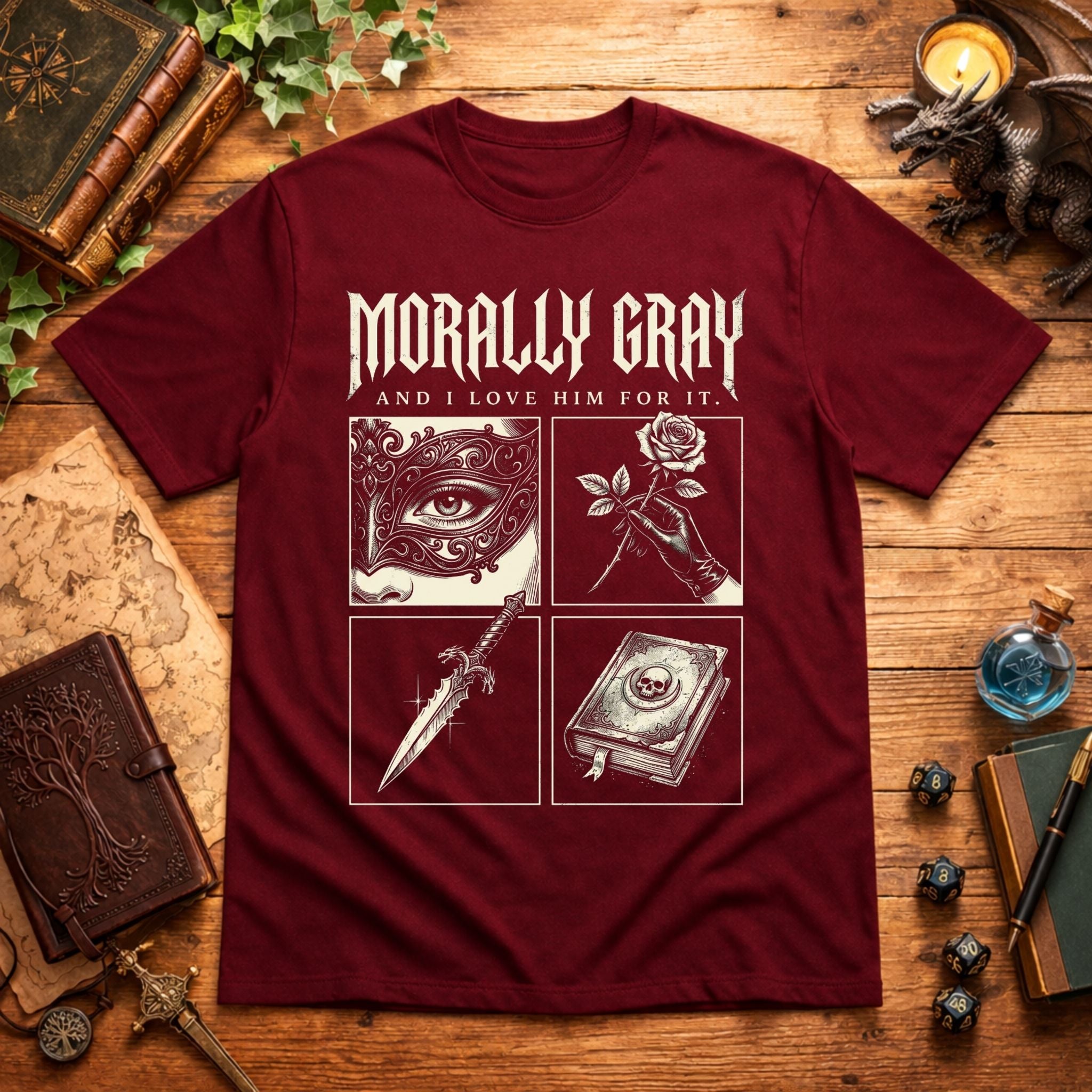 Eye, Rose, Dagger, Book T-Shirt