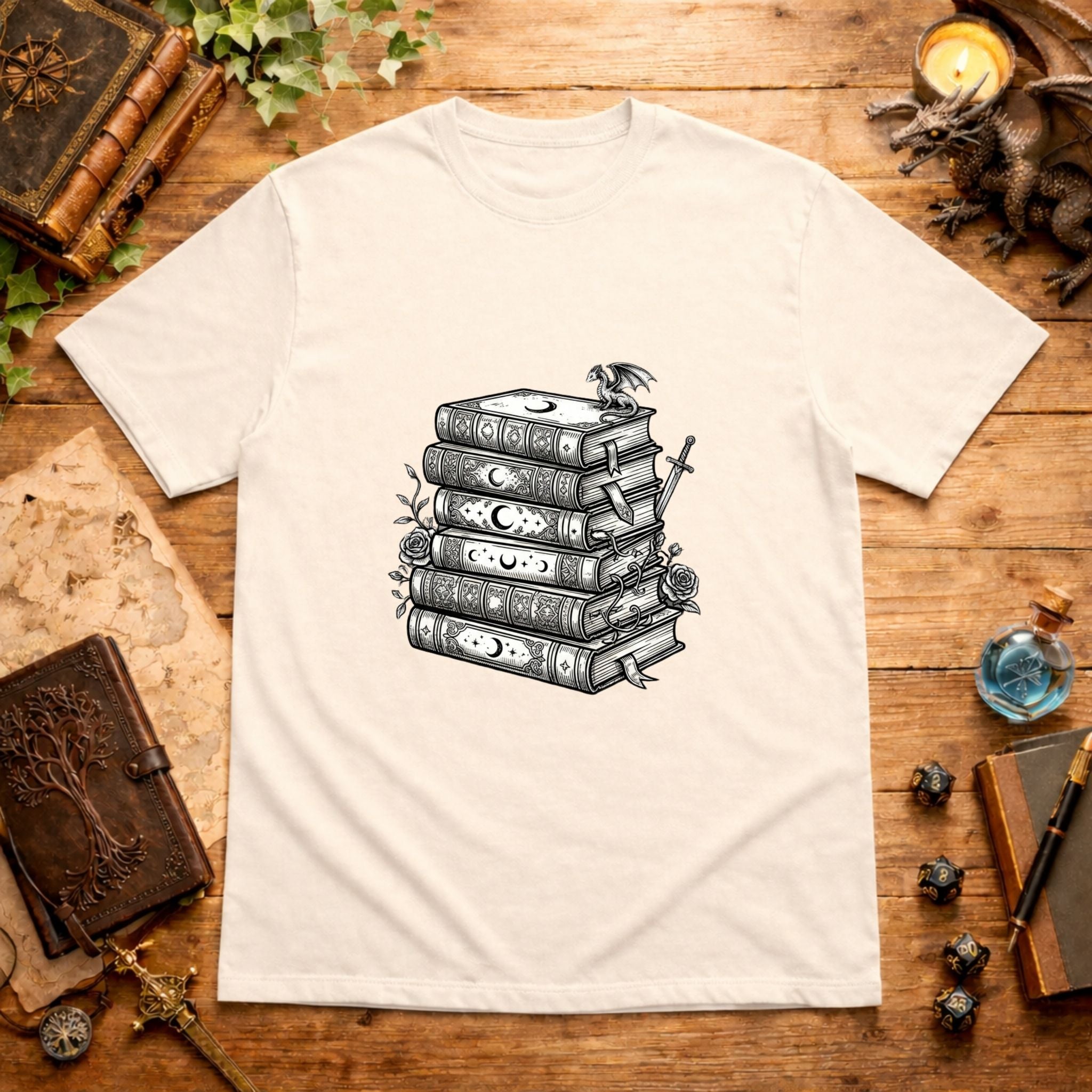 Stacked Fantasy Books T-Shirt