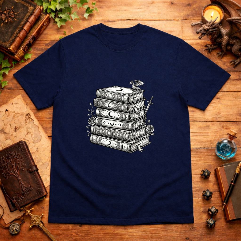 Stacked Fantasy Books T-Shirt