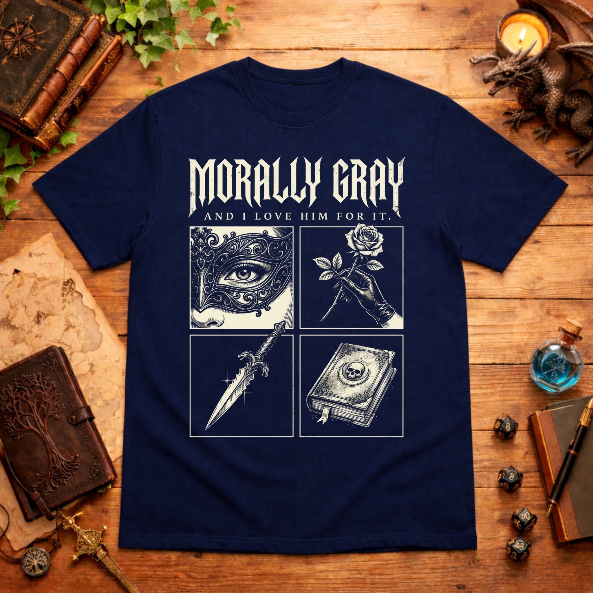 Eye, Rose, Dagger, Book T-Shirt