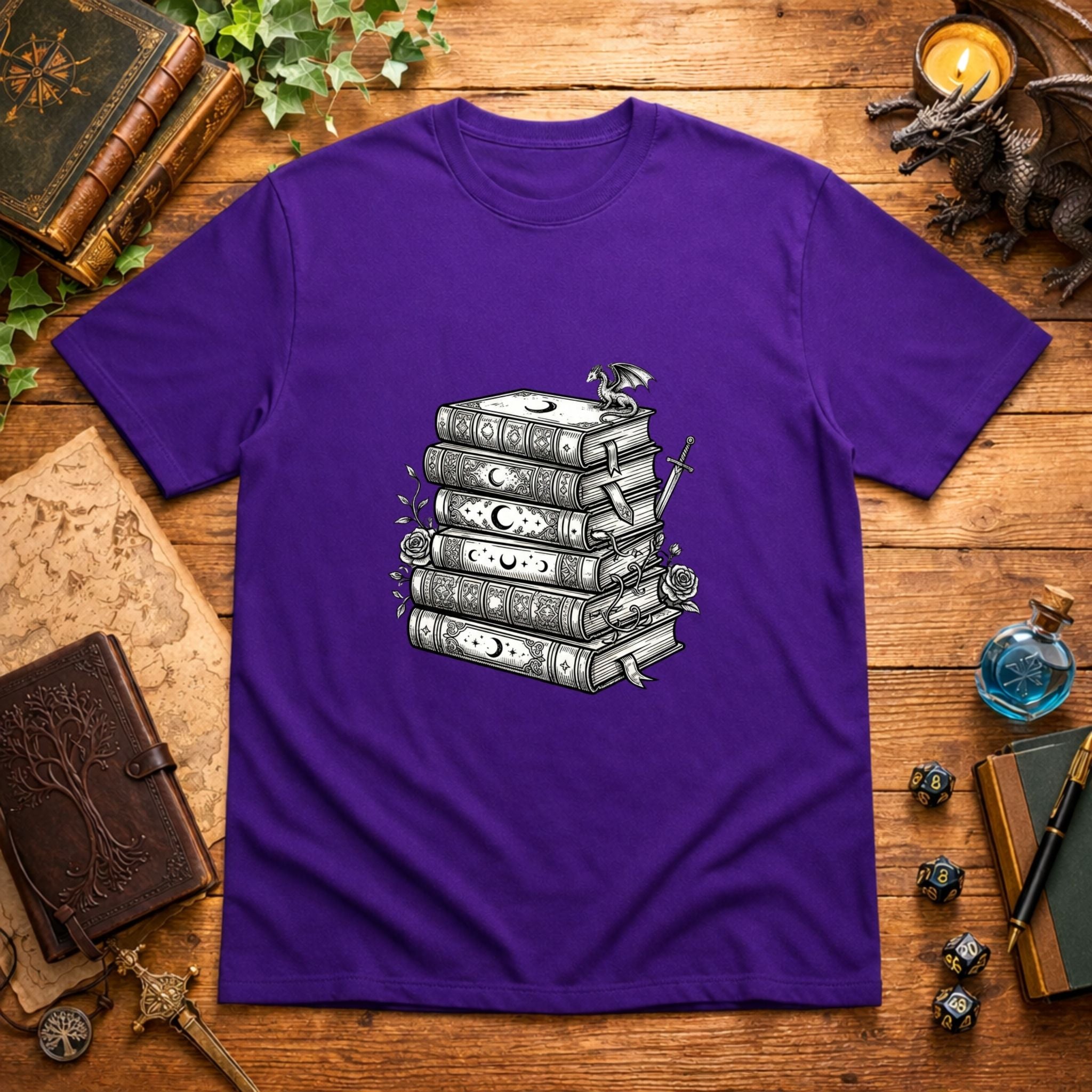 Stacked Fantasy Books T-Shirt