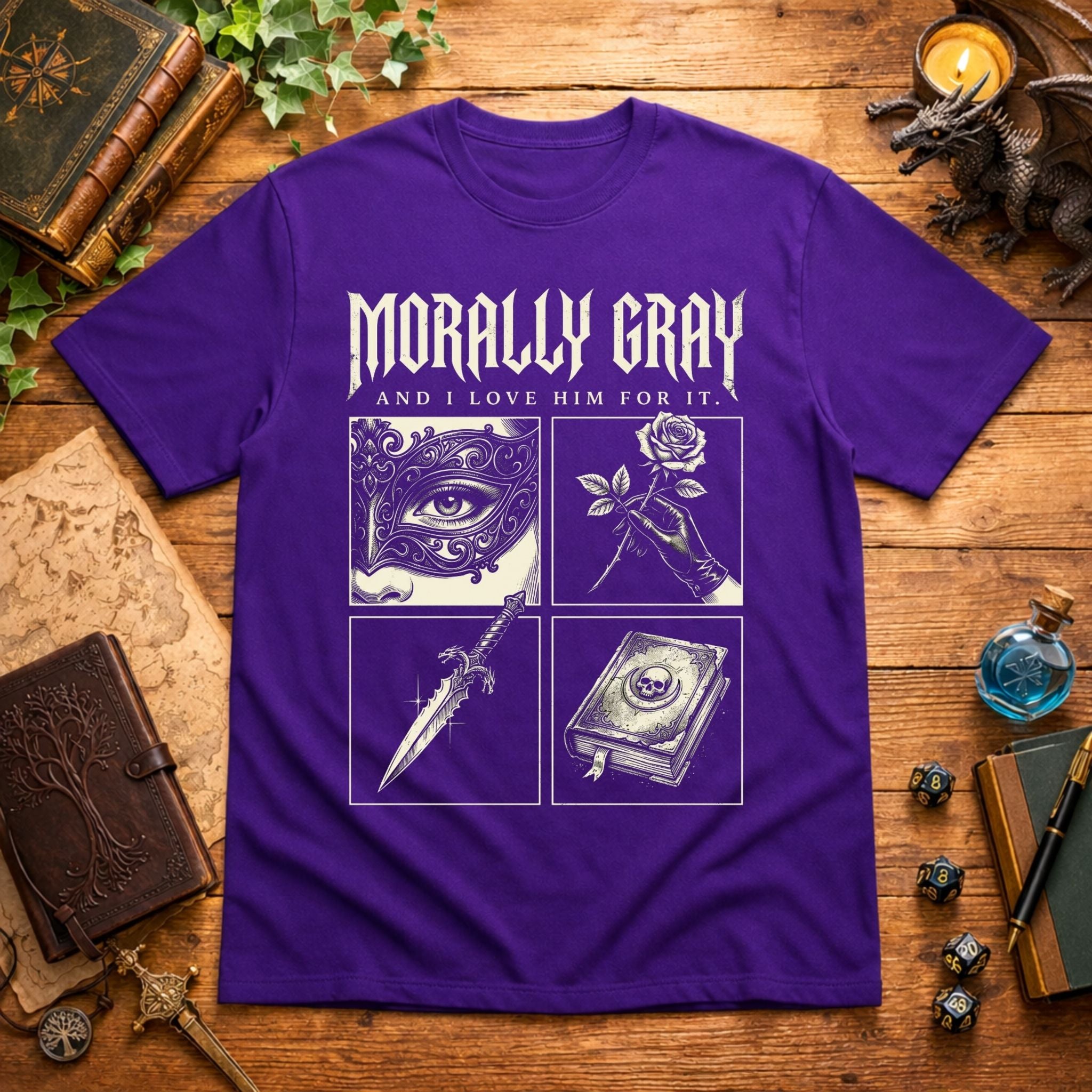 Eye, Rose, Dagger, Book T-Shirt