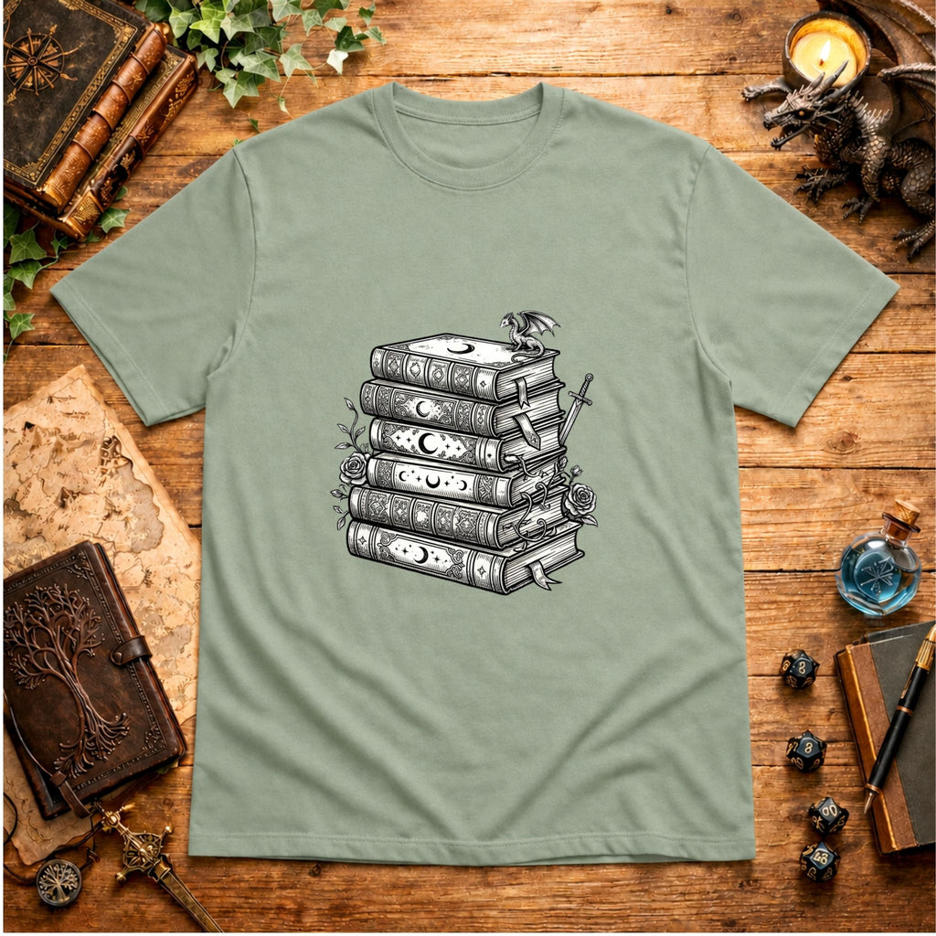 Stacked Fantasy Books T-Shirt