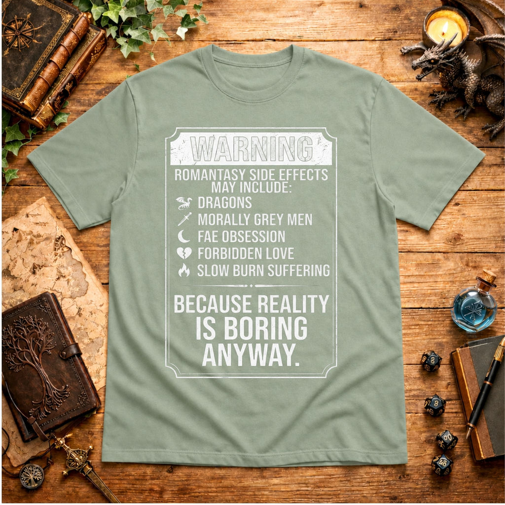 Romantasy Side Effects Warning T-Shirt