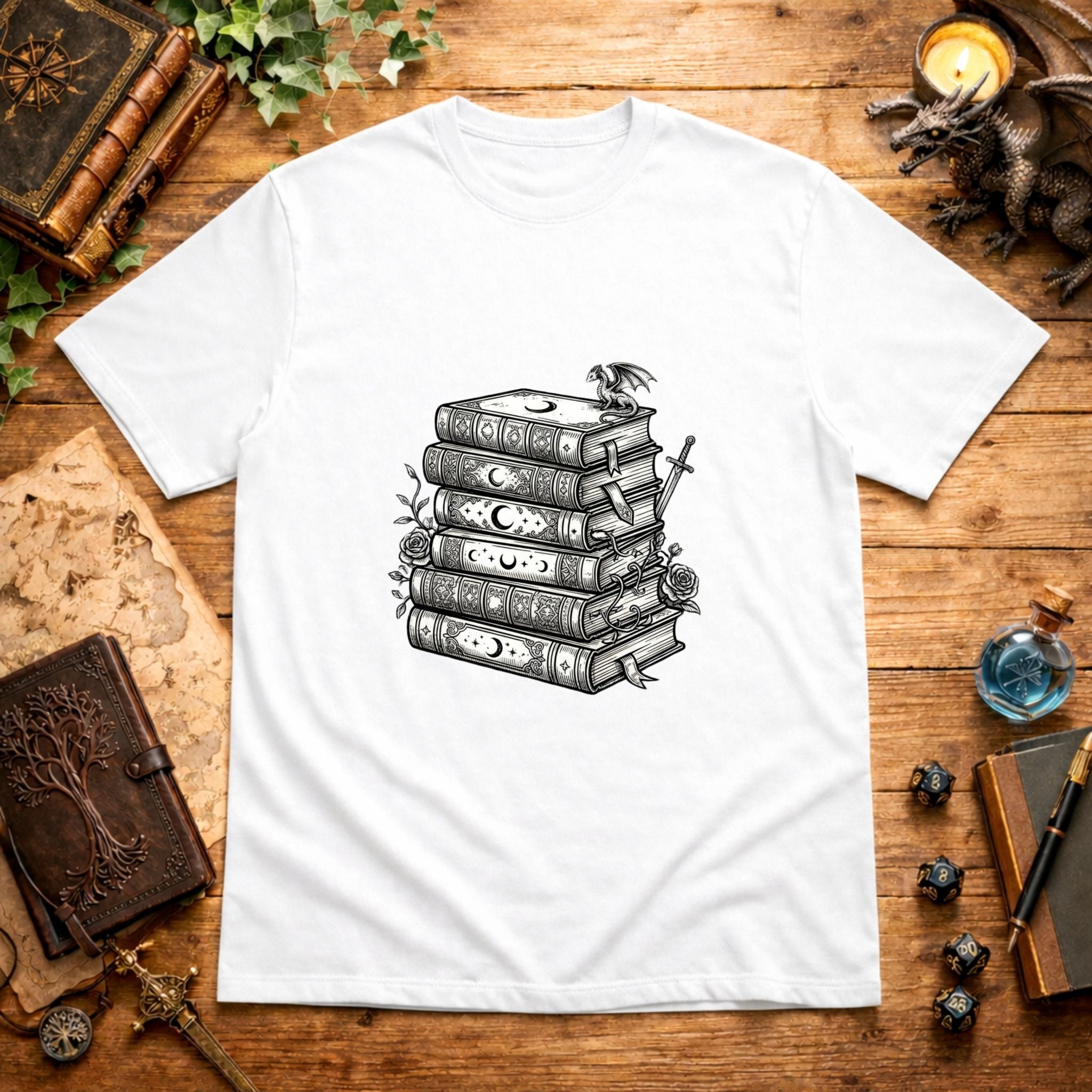 Stacked Fantasy Books T-Shirt